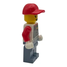 LEGO Vendeur de frites - Femme, gilet noir, jambes bleu sable,…