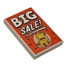LEGO Piastrelle 2 x 3 con cartello "GRANDE VENDITA" e seduta…