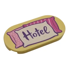 LEGO Tile, Round 2 x 4 Oval with Dark Purple 'Hotel'…