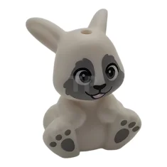 LEGO Hase / Kaninchen, Friends Style, sitzend mit sandblauen Augen, schwarzer…