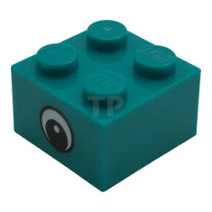 LEGO Stein 2 x 2 mit schwarzem und weißem Augenmuster auf…
