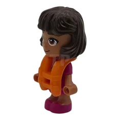 LEGO Friends Alba - Micro Doll, Magenta Dress, Orange Life Jacket