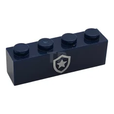 LEGO Brick 1 x 4 with Silver Police Star Badge Logo…