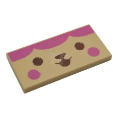 LEGO Tile 2 x 4 with Dark Pink Scallops and Cheeks,…