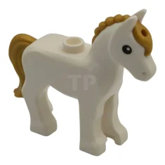 LEGO Cavallo, puledro con stallone sulla schiena, con coda in oro…