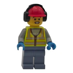 LEGO Airport Worker - Male, Neon Yellow Safety Vest with Reflective…