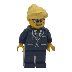 LEGO Passenger Plane Pilot - Female, Dark Blue Suit with Tie,…