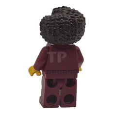 LEGO Woman - Dark Red Tracksuit, Dark Brown Coiled Hair