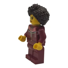 LEGO Woman - Dark Red Tracksuit, Dark Brown Coiled Hair