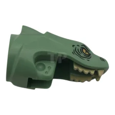 LEGO Schlangenbasilisk-Kopf mit goldenen Augen, schwarzen Falten und Nasenlöchern, hellbraunes Zahnmuster
