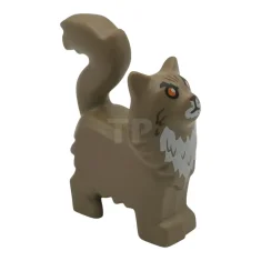 LEGO Katze, Maine-Coon, stehend, mit orangefarbenen Augen, rotbrauner Nase und rotbraunem…
