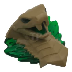 LEGO Minifigur, Kopf, modifizierte Schlange, Kobra mit offenem Maul mit trans-grünen…