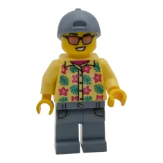 LEGO Streetcar Passenger - Male, Bright Light Yellow Shirt with Flowers…