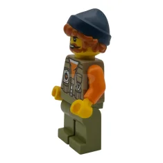 LEGO Fisherman - Dark Tan Vest over Orange Shirt, Olive Green…