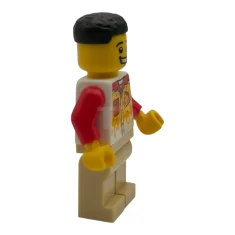 LEGO Pizza Chef - Male, Tan Legs, Black Hair