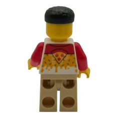 LEGO Pizza Chef - Male, Tan Legs, Black Hair