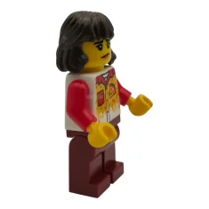 LEGO Pizza Delivery Driver - Female, Dark Red Legs, Dark Brown…