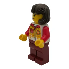 LEGO Pizza Delivery Driver - Female, Dark Red Legs, Dark Brown…