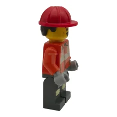 LEGO Construction Worker - Male, Reddish Orange Safety Jacket with Reflective…