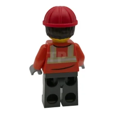 LEGO Construction Worker - Male, Reddish Orange Safety Jacket with Reflective…
