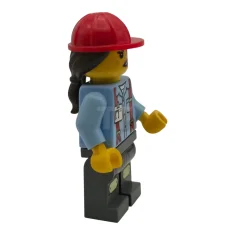 LEGO Construction Worker - Female, Bright Light Blue Shirt with Red…