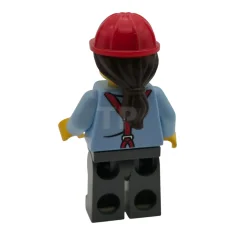 LEGO Construction Worker - Female, Bright Light Blue Shirt with Red…