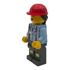 LEGO Construction Worker - Female, Bright Light Blue Shirt with Red…