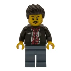 LEGO Car Wash Patron - Male, Dark Brown Jacket over Red…