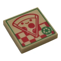 LEGO Tile 2 x 2 with Pizza Box with Red Smiling…