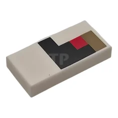 LEGO Tile 1 x 2 with Pixelated Black, Dark Tan Rectangle…