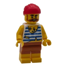 LEGO Pirata: hombre, camisa blanca con el dobladillo deshilachado y rayas…