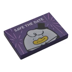 LEGO Tile 2 x 3 with 'SAVE THE DATE' and Bird…