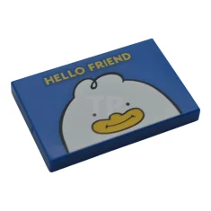 LEGO Tile 2 x 3 with 'HELLO FRIEND' and Bird Pattern