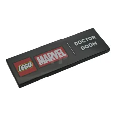 LEGO Tile 2 x 6 with LEGO Marvel Logo and White…