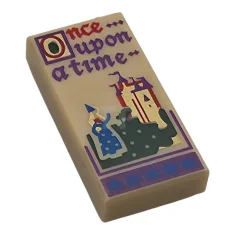 LEGO Tile 1 x 2 with Red and Dark Purple 'Once…