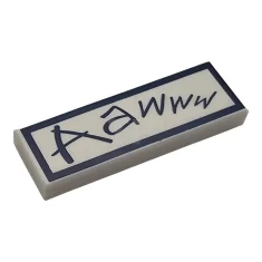 LEGO Tile 1 x 3 with Dark Blue Border and 'Aawww'…