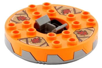 LEGO Draaiplateau 6 x 6 Rond Bodem Gekarteld met Oranje Bovenkant…