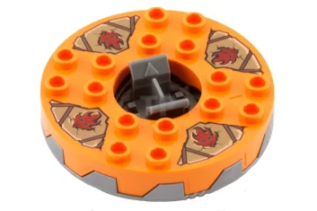 LEGO Draaiplateau 6 x 6 Rond Bodem Gekarteld met Oranje Bovenkant…