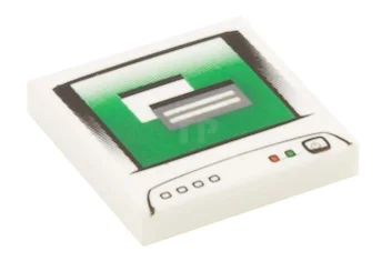 LEGO Tegel 2 x 2 met computermonitorpatroon (zwarte aan/uit-schakelaar)