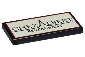LEGO Tile 2 x 4 with CHEZ ALBERT RESTAURANT Pattern