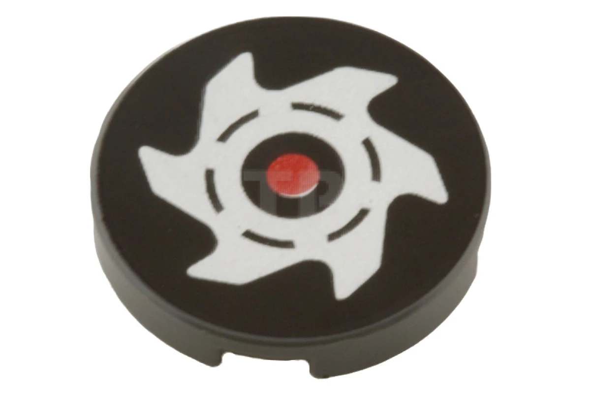 LEGO&reg; 6102561 - 4150pb147 - Tegel, rond 2 x 2 met metallic zilver zaagbladpatroon