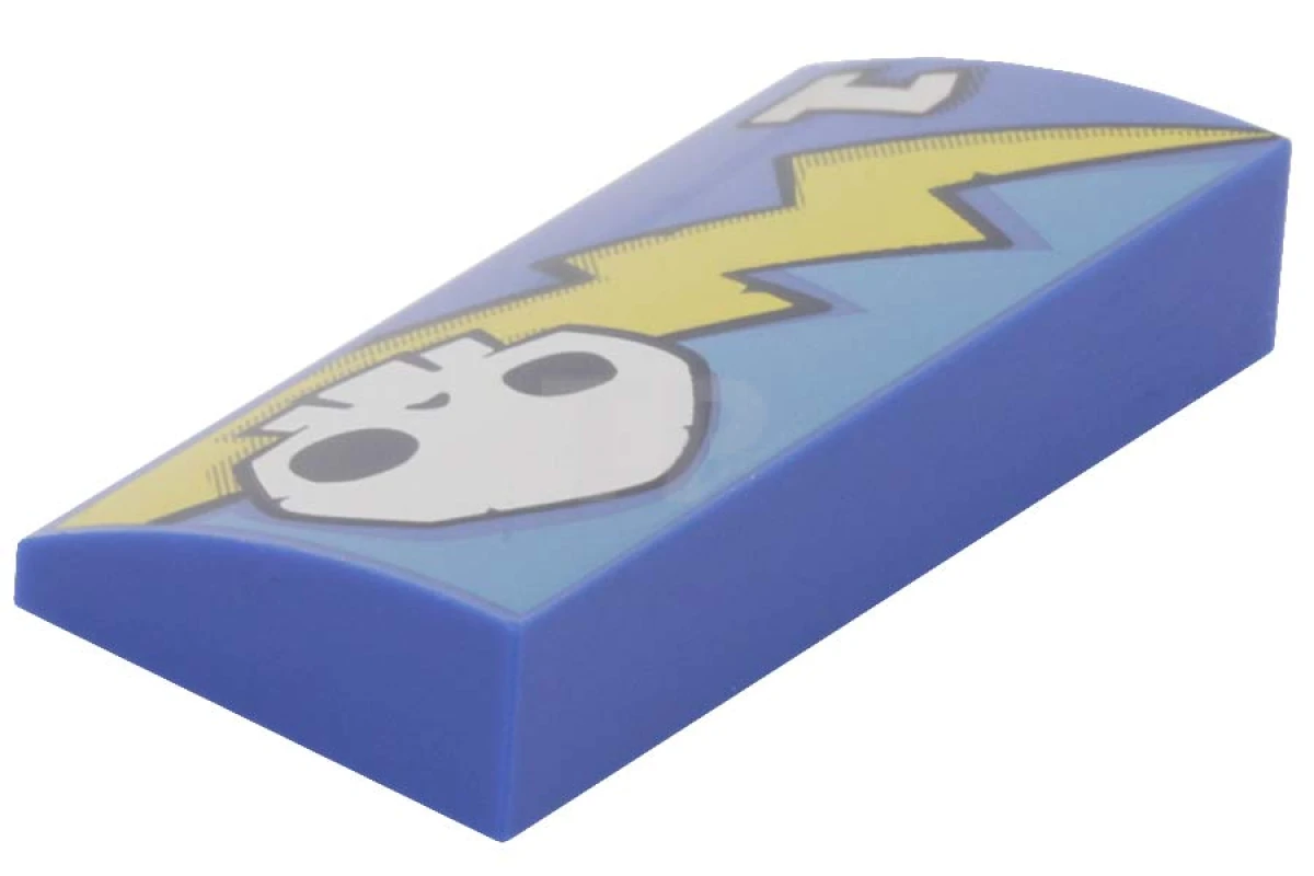 LEGO&reg; 6061587 - 88930pb038 - Slope Curved 2 x 4 x 2/3 with Lightning Bolt and Skull Pattern