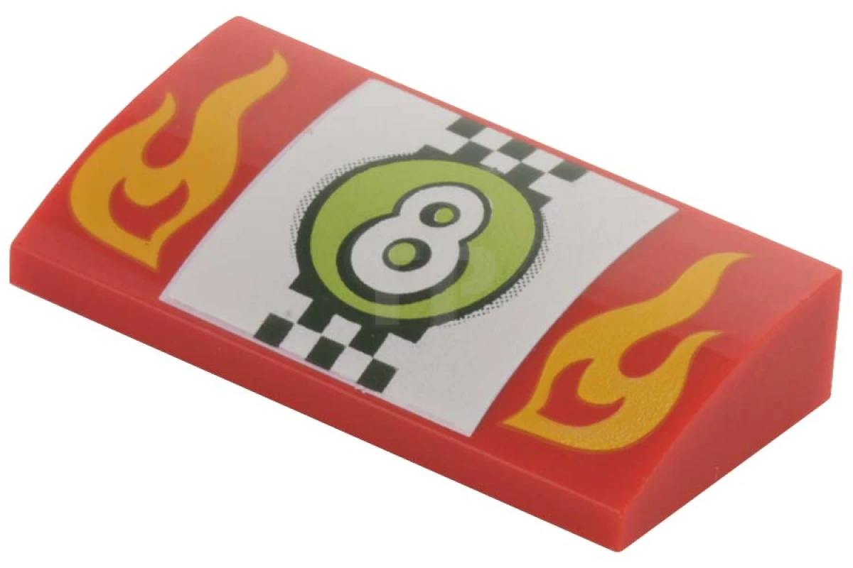 LEGO&reg; 88930pb039 - 6061589 - Slope Curved 2 x 4 x 2/3 with Flames and Number 8 Pattern