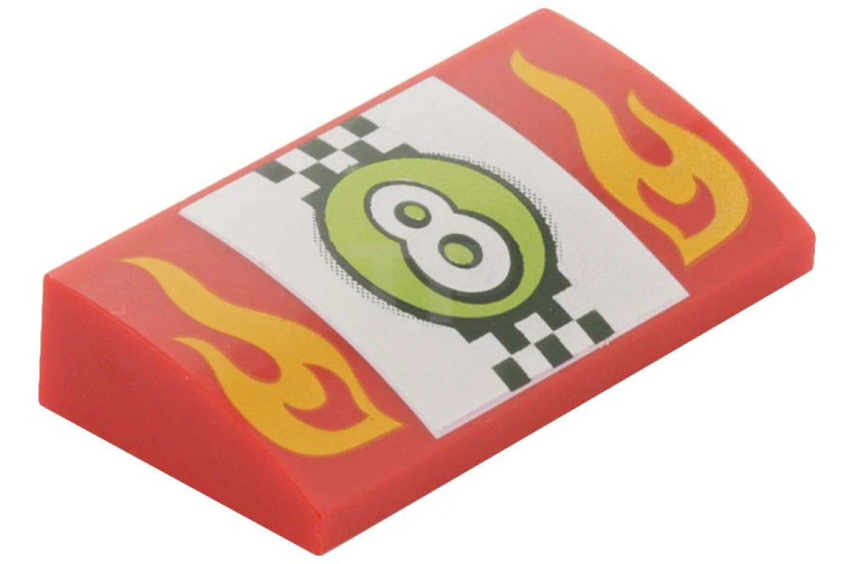 LEGO&reg; 88930pb039 - 6061589 - Slope Curved 2 x 4 x 2/3 with Flames and Number 8 Pattern