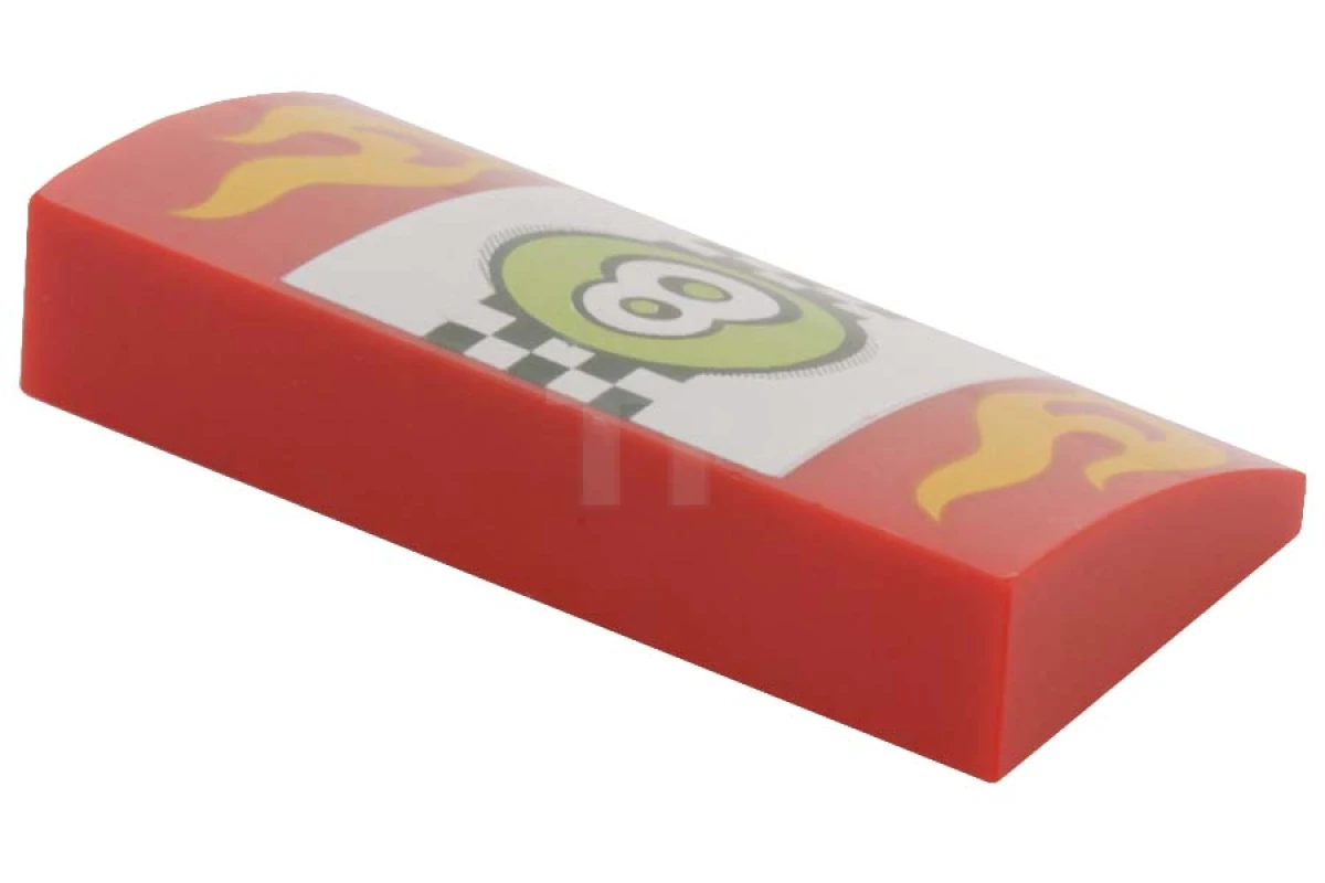 LEGO&reg; 88930pb039 - 6061589 - Slope Curved 2 x 4 x 2/3 with Flames and Number 8 Pattern