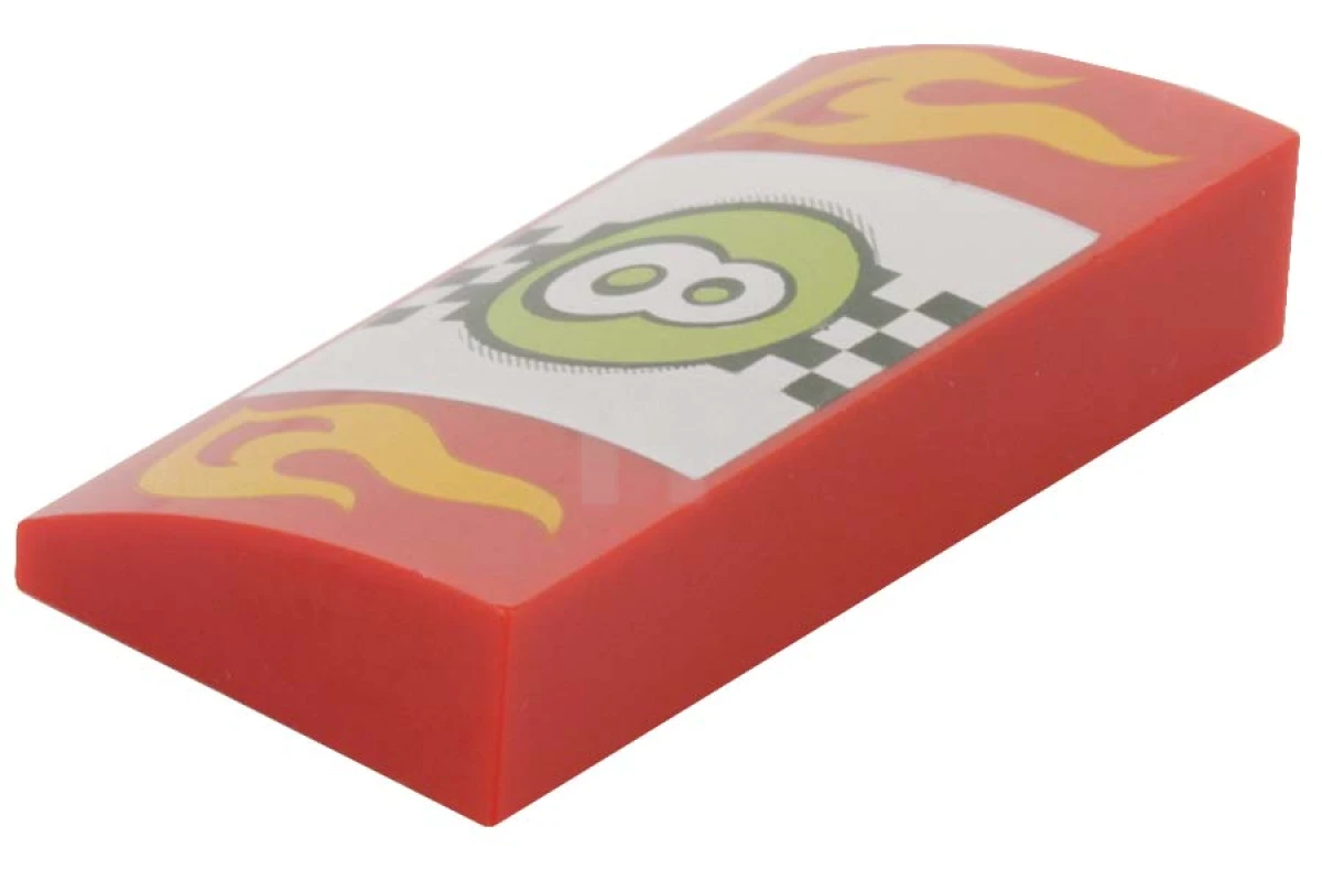 LEGO&reg; 88930pb039 - 6061589 - Slope Curved 2 x 4 x 2/3 with Flames and Number 8 Pattern