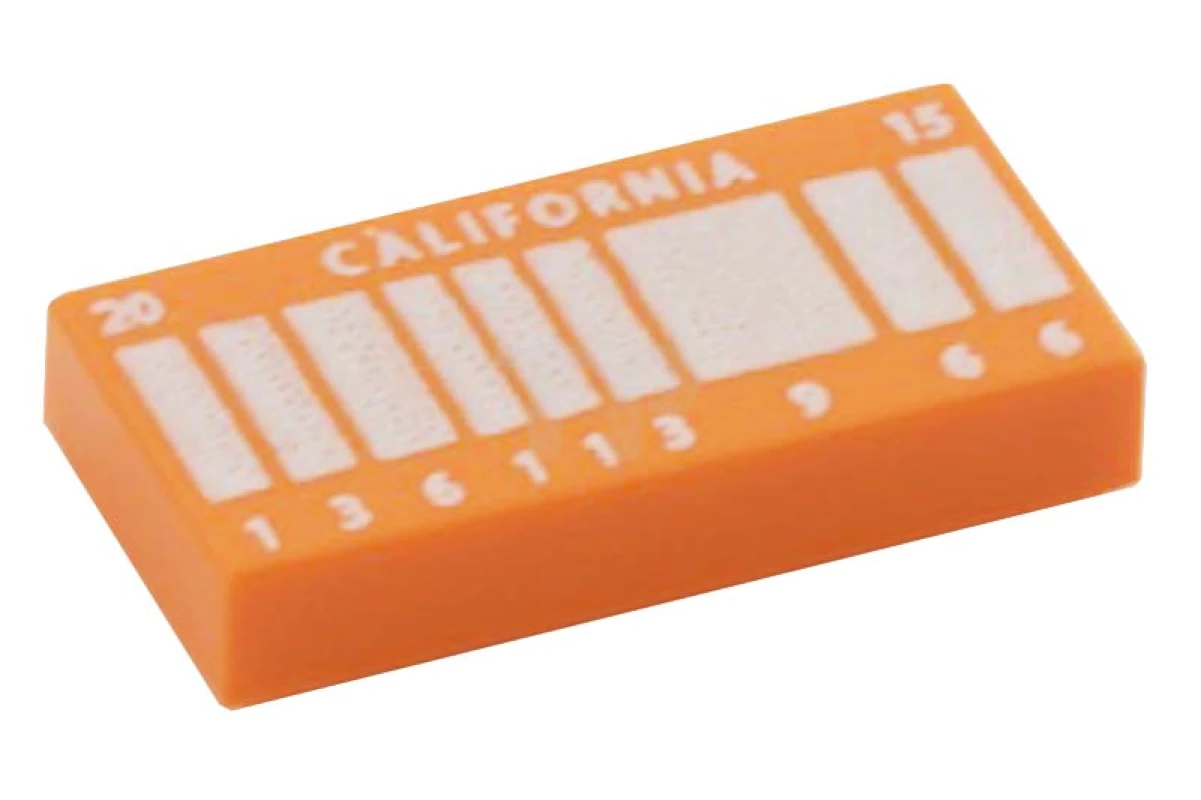 LEGO&reg; 6055829 - 3069pb0287 - Tile 1 x 2 with 'CALIFORNIA' License Plate Pattern