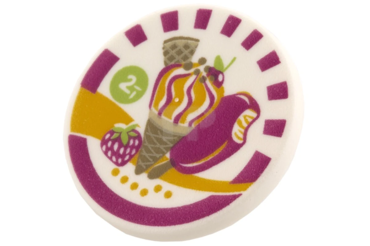 LEGO&reg; 30261pb023 - 6074384 - Clip-On Sign Round 2 x 2 with Ice Cream Pattern