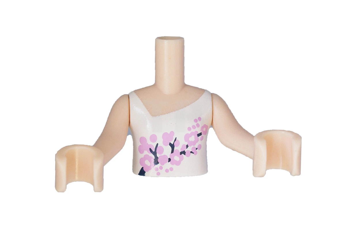 LEGO&reg; 6049747 - FTGpb035c01 - Torso Friends Canotta bianca con motivo a fiori rosa chiaro e nero, braccia in carne chiara con mani