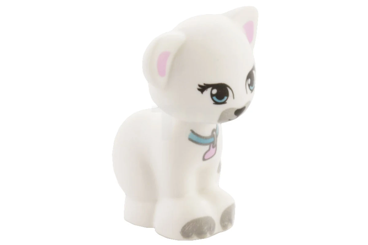 LEGO&reg; 6133639 - 11602pb02 - Cat Sitting with Lavender Eyes, Collar and Gray Markings Pattern